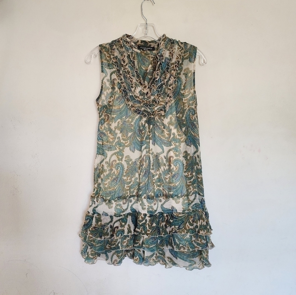 Dimri Multicolor All-over Print Ruffle Sleeveless Top size S/M